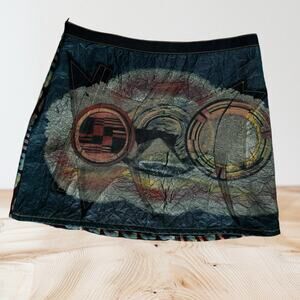 OHDD Black Mixed Media Skirt Sz 30/31" Waist Made in Italy Art to Wear Steampunk